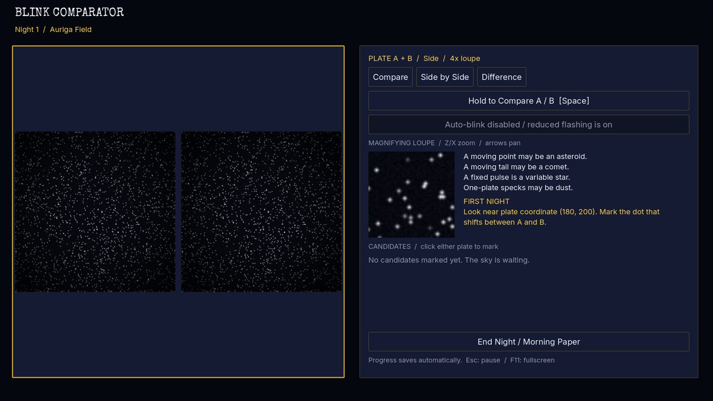Steady side-by-side comparison of two photographic star fields