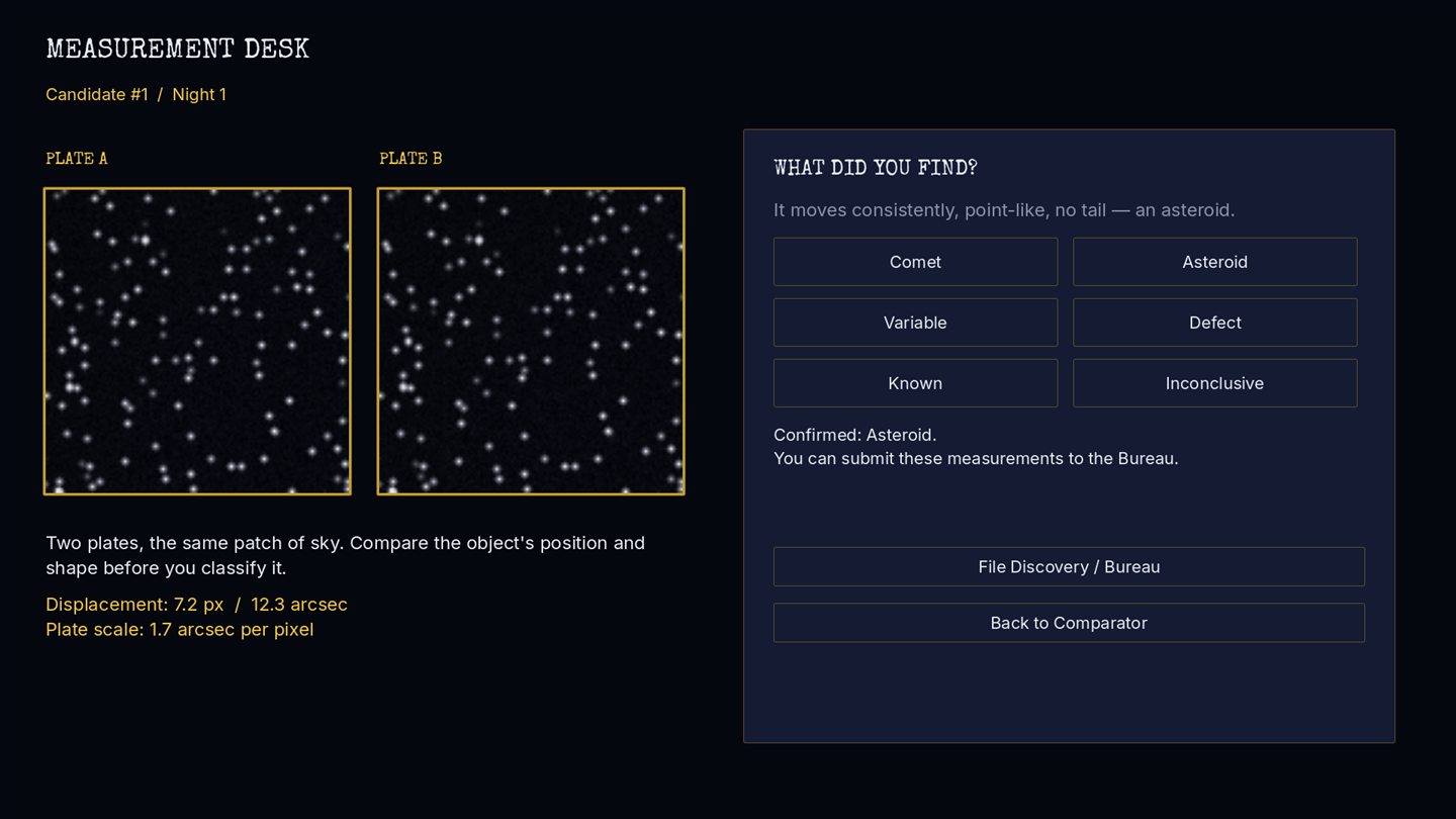 Two magnified photographic plate crops beside classification controls