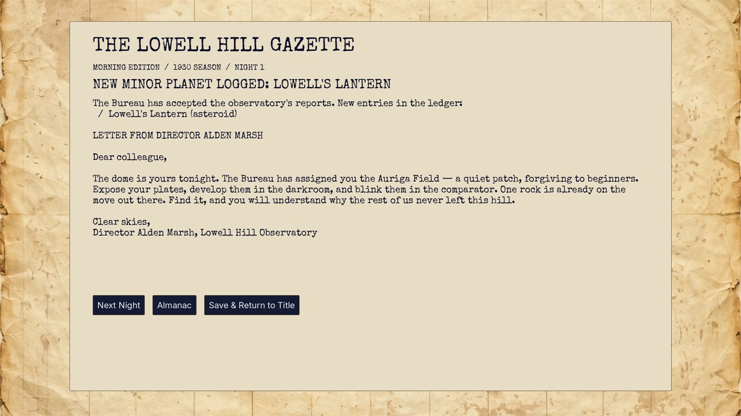 The Lowell Hill Gazette announcing a player's discovery